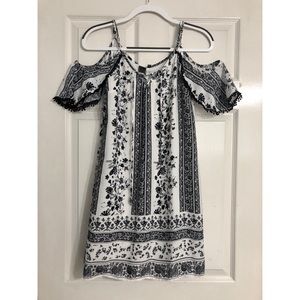 Black and White Cold Shoulder Dress